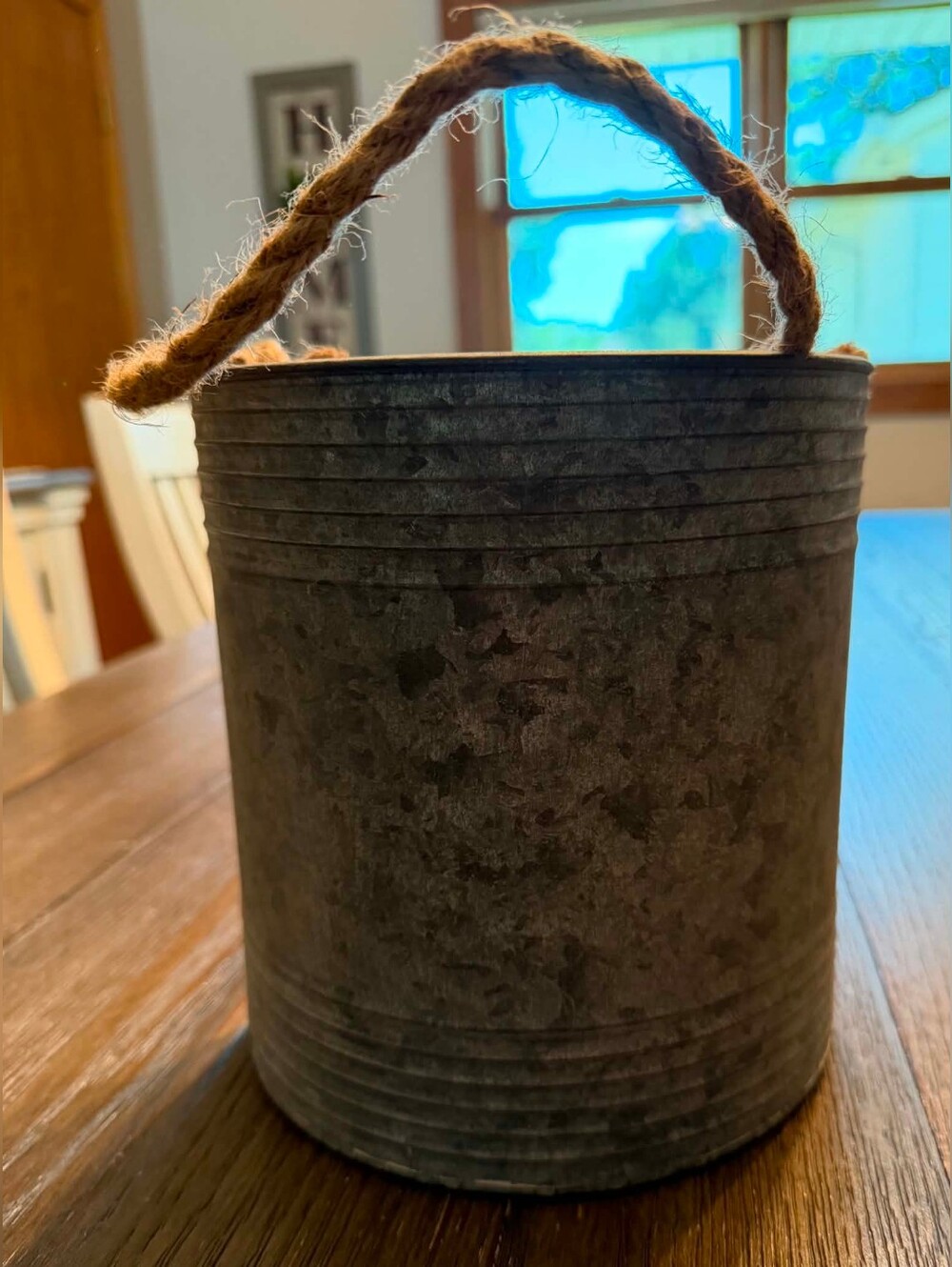 NWOT Galvanized Metal Hanging Basket, 7.5" Tall × 7" Wide